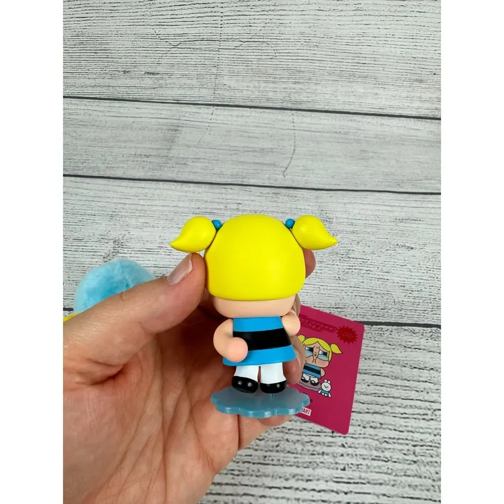 Popmart Cry Baby x Powerpuff Girls Bubbles Figurine And Plush Keychain Set